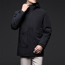 CD2209钱塘2020-2中青年男士连帽休闲羽绒服中长款宽松外套P250，男装羽绒服，钱塘207-2