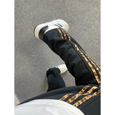 【有货】JRK83CC-特P45加绒豹纹三条杠裤子男加厚条纹卫裤，男装休闲裤，星座1007（原301D）
