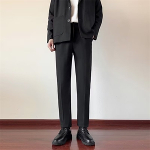 小西裤男修身直筒休闲裤男士垂感秋冬西装裤厚版毛呢长裤 KA512图片