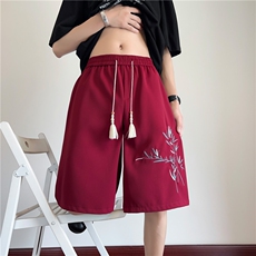 夏季新款新中式刺绣五分裤宽松百搭短裤B315-K24129-p35控48，男装牛仔裤，电商B315