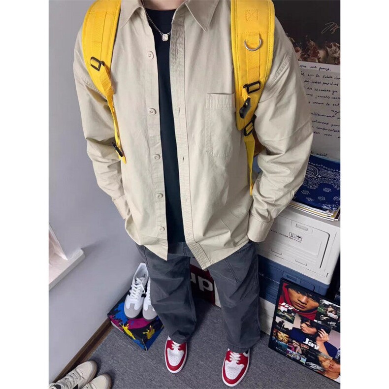 【现货】DCS53-P40日系穿搭纯棉长袖衬衫男复古衬衣工装薄款外套,男装衬衫,星座603-2