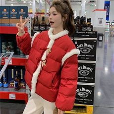 红色新中式新年羽绒服女冬季2025新款小个子高级感学院风奶乎乎，女装羽绒服，艾米莉亚