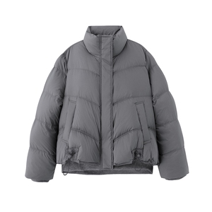 现货2025冬季新款纯色保暖立领宽松休闲羽绒服图片