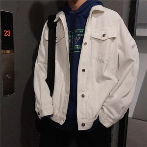 X-222牛仔夹克男情侣休闲潮牌高级感翻领外套工装痞帅大码百搭图片