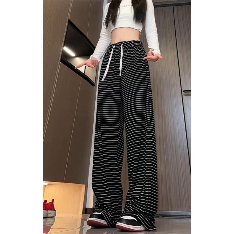 特批P35无差价500g毛巾绣黑白撞色条纹宽松潮流百搭休闲裤男K5949,男装休闲裤,电商A001-1