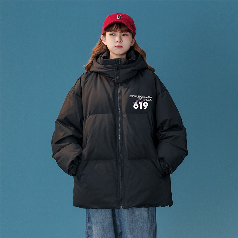中性风22冬季新款字母印花连帽面包服棉服宽松棉衣MY201P115控148,男装棉衣,A247A