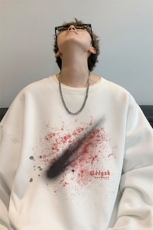 内景春季新款喷漆流星圆领卫衣男潮宽松打底衫WY00206/P35加绒P45，男装卫衣，电商B316