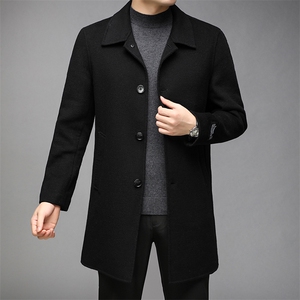 羊毛呢大衣男士冬季新款中长款休闲上衣中年男装可脱卸内胆外套,男装毛呢大衣,电商B212（原钱塘6029）