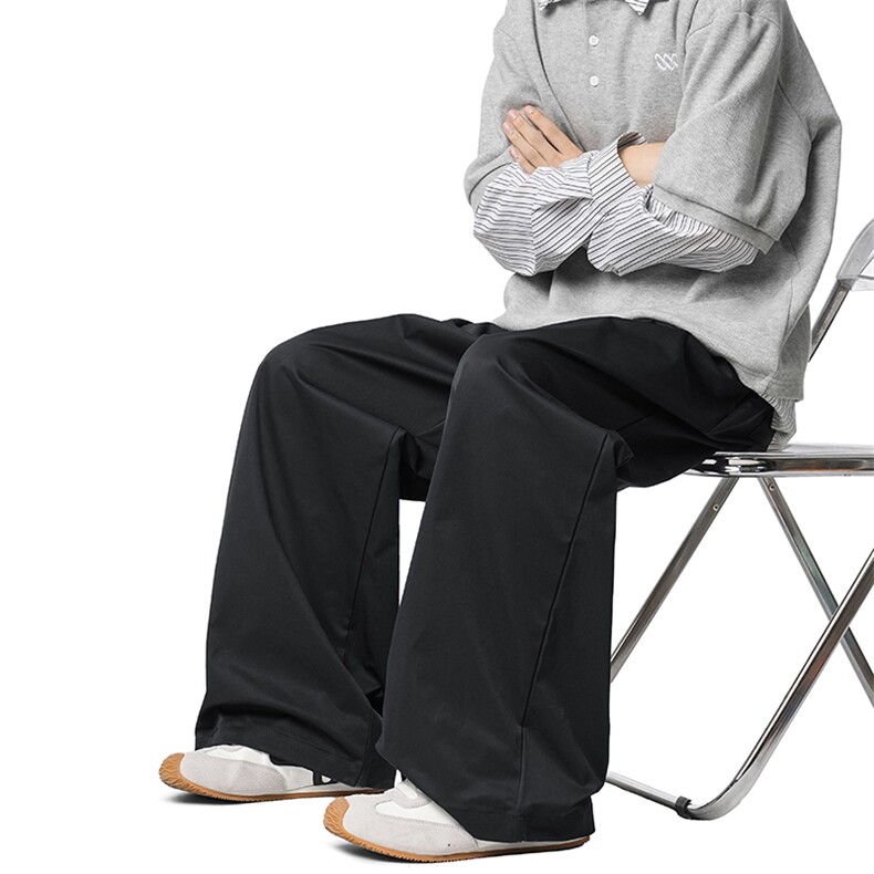 GENIOLAMODE纯棉弯刀工装裤子男士秋季新款休闲宽松阔腿直筒长裤,男装休闲裤,电商A310