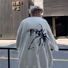 秋冬款潮牌美式高街复古印花毛衣男女宽松针织外套，男装针织衫/毛衣，星座716-2