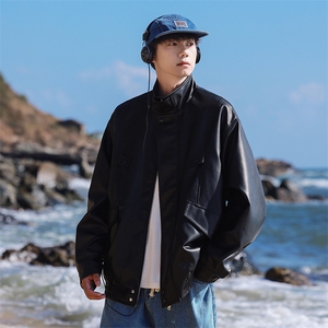 春季数据款 机车PU皮夹克翻领宽松男女同款外套 6622-P78图片