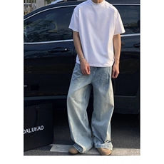 索罗娜凉感面料落肩小领口cleanfit短袖T恤男boxy版型上衣T002，男装T恤，星座1116A（原606A-3）