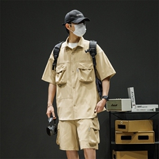 短袖衬衫男新款夏季薄款透气搭配一套短裤宽松翻领衬衣TZ076-P88，男装牛仔裤，星座308B-2