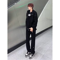 B221美式ins高街暗黑小众个性铆钉小脚牛仔裤LK23142-P65控88，男装牛仔裤，电商B221