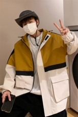 新款连帽冲锋衣夹克男撞色港风拼接潮流休闲外套JK2303-P68，男装夹克，星座717