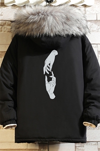 MM48147-P130 冬季大毛领衣男士大码加厚袄男服 砖墙图片