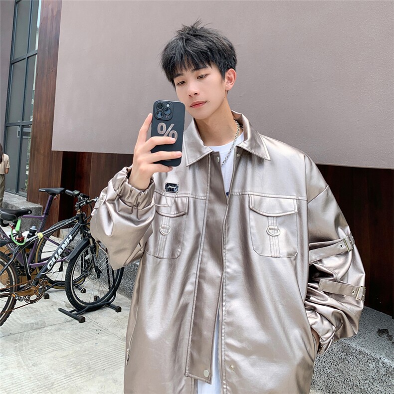 EQ306痞帅的皮夹克外套男秋季宽松皮衣韩范港风新款夹克,男装夹克,电商C306-1