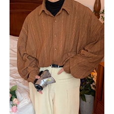 复古简约慵懒镂空长袖衬衫夏轻奢小众宽松百搭中性衬衣C692，男装衬衫，星座1116A（原606A-3）