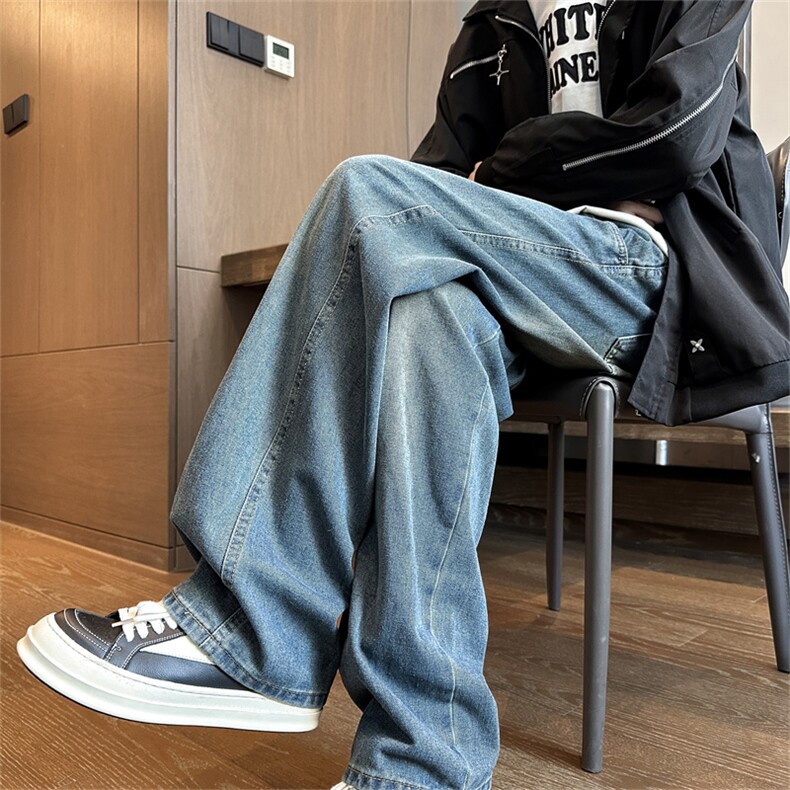 美式牛仔裤男韩版潮流高街帅直筒2024冬季新款ins长裤RK1295-P43,男装牛仔裤,星座412-2