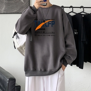 Y2466P38！21年秋冬新款港风日系大码印花长袖圆领卫衣男图片