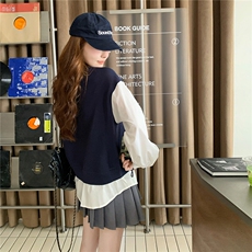 学院风假两件卫衣女2025秋季新款韩版减龄设计感小众宽松长袖上衣，女装卫衣/绒衫，2C012