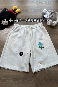 B221 美式ins高街刺绣小花休闲短裤五分裤 LK25544-特P25控58.8图片
