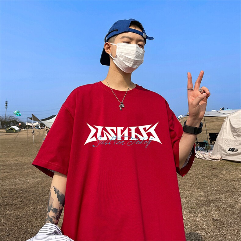 抖音得物二开现货220克夏装重磅美式高街宽松短袖t恤MT177,男装T恤,电商A486-1