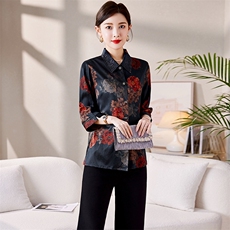 2023年春夏季简约时尚印花专柜精品真丝衬衣，女装衬衫，媚琳依坊