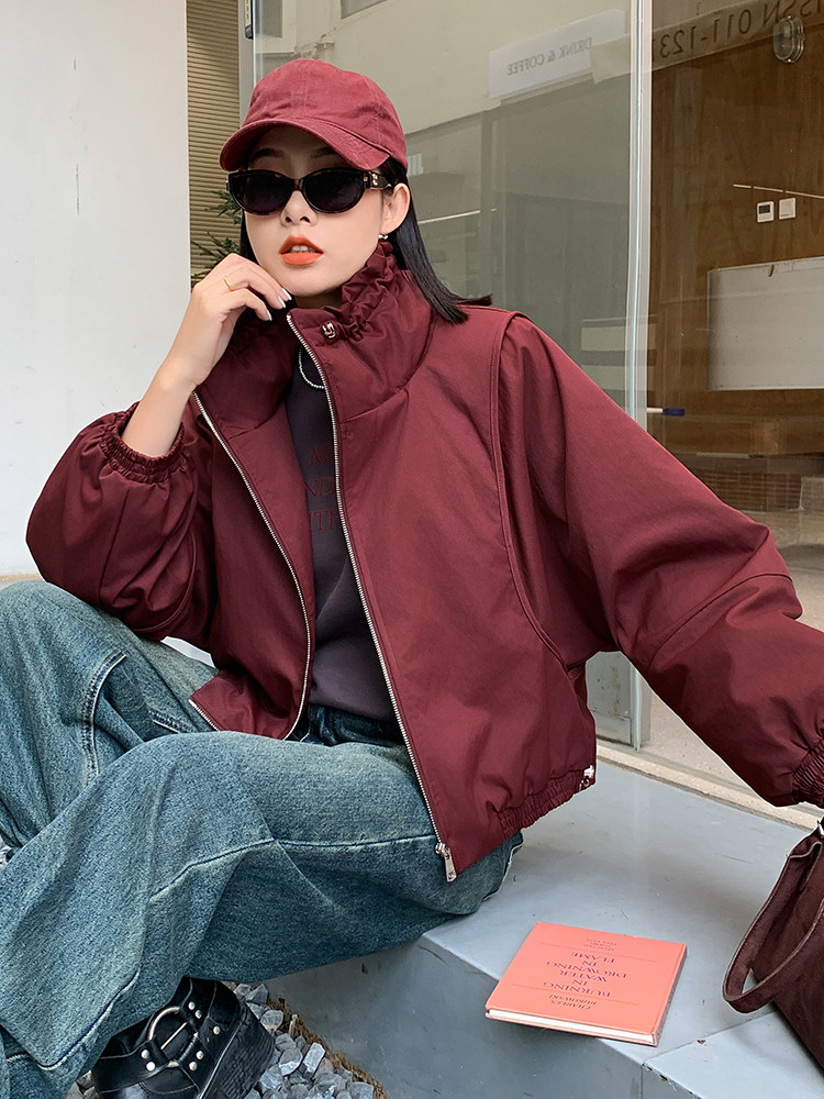 时尚立领拉链短款棉衣显瘦百搭保暖外套,女装棉衣/棉服,施恩睿棋