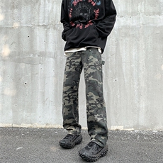 秋季美式ins高街hiphop迷彩水洗伐木裤工装货号K2312P55，男装牛仔裤，电商A063