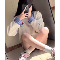 美式学院风polo领卡通卫衣女秋冬新款衬衫拼接假两件外套WY02，男装衬衫，星座1116A（原606A-3）