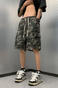 迷彩牛仔短裤夏季高街五分裤男 宽松工装百搭休闲裤D722/P36图片