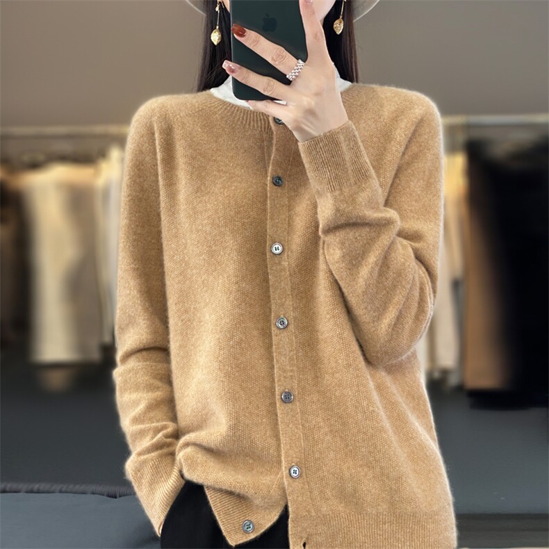 反季清仓POLO领羊绒长袖针织开衫女短款外套气质毛衣洋气减龄衬衫,女装羊毛衫,九嘉羊绒