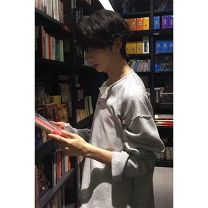 假两件华夫格亨利衫男夏季薄款长袖t恤韩版潮牌卫衣春秋季打底衫图片