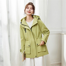 现货2026年春季时尚休闲宽松显瘦中年妈妈风衣外套（帽子可拆卸），女装风衣，靓衣阁