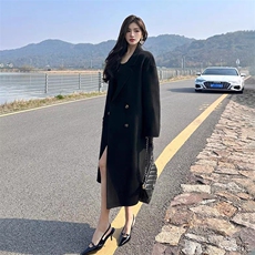 2025冬新品美拉德加厚白鸭绒可拆内胆毛呢大衣女时尚百搭呢子外套，女装毛呢外套，纪茹