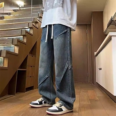 水洗牛仔裤男生秋冬季加绒加厚宽松休闲裤大童直筒长裤AM626P45，男装牛仔裤，星座1013-5