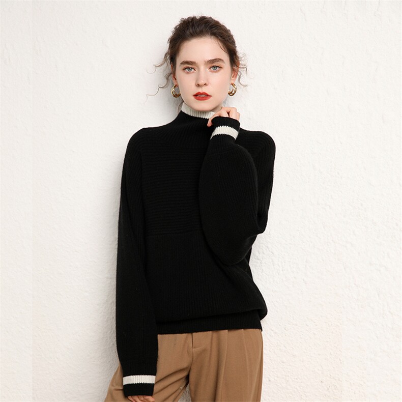 高领羊绒衫春秋装新款宽松慵懒风显瘦套头女士35%羊绒上衣，女装羊绒衫，绒源之鑫