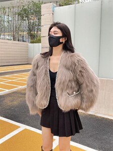 冬季新款珍珠狐狸毛外套图片