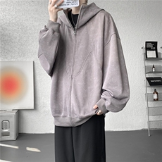 特批扎染连帽开衫卫衣男美式重磅解构拼接脏脏拉链外套KS007-TP68，女装短外套，电商B312