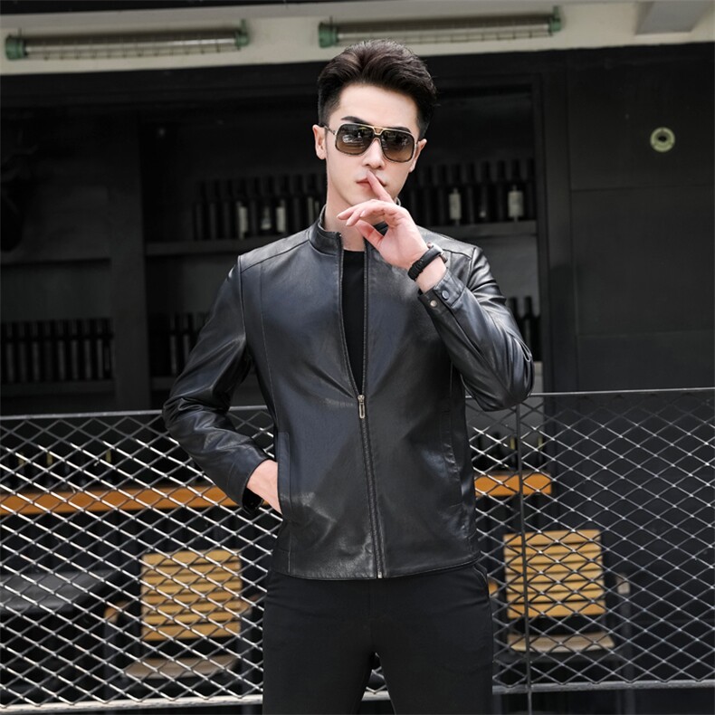 春秋冬商务休闲男外套中青年立领纯色开衫免烫夹克BABL802-P178,男装皮衣,星座1105-3