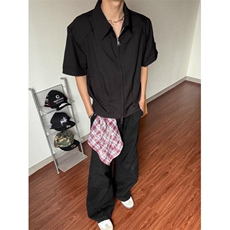 简约气质美式复古cleanfit短袖衬衫男女流行潮流时尚文艺C8174，男装T恤，星座1116A（原606A-3）