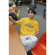 黄色重磅t恤美式正肩纯棉垫肩短袖阔肩半袖T恤T2459-P45，男装T恤，星座1213