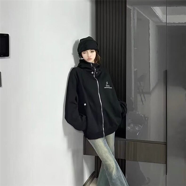 现货潮牌街头风开衫卫衣男女2025春秋季宽松外套WB617-P51,女装短外套,星座412-3