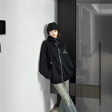 现货潮牌街头风开衫卫衣男女2025春秋季宽松外套WB617-P51，女装短外套，星座412-3