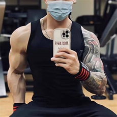 重磅弹力透气螺纹背心男款打底t恤弹性健身运动310A-4-BX66-P13，男装T恤，星座310A-4