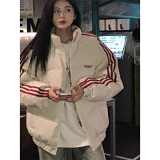 9901-P70美式短款撞色格子棉服男款冬季三条杠立领外套加厚，男装棉衣，电商B323A