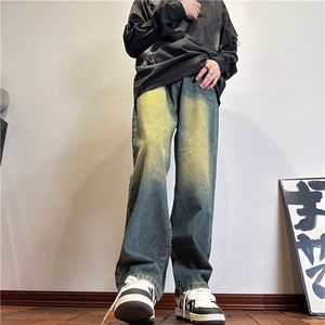 k1093-p45-控68  M-5XL现货磨白渐变宽松cleanfit牛仔裤图片