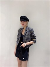 网红炸街复古格纹西装，女装西装，祖玛