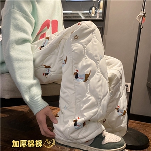 2025冬季新款潮流小狗满印加厚宽松棉裤B315-K882-特p45控88图片